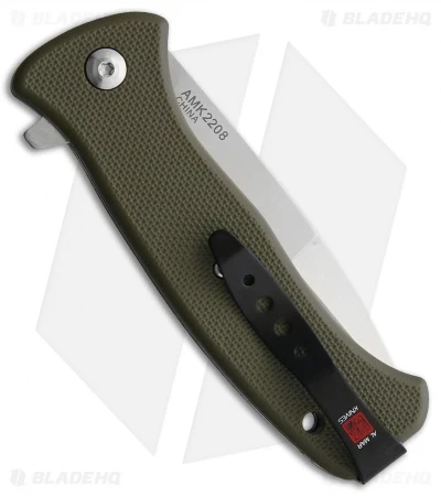 Al Mar Mini SERE 2020 Spring Assisted Knife OD Green GFN (3" Satin) 4 Al Mar Mini SERE 2020 Spring Assisted Knife OD Green GFN (3" Satin) - Image 2