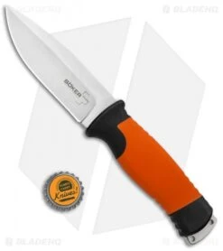 Boker Plus Outdoorsman Fixed Blade Knife Orange (4.6" Satin) 02BO014 -Swiz Knives Shop Boker Plus Outdoorsman Fixed Blade Orange Satin 02BO014 BHQ 90659 jr bottlecap