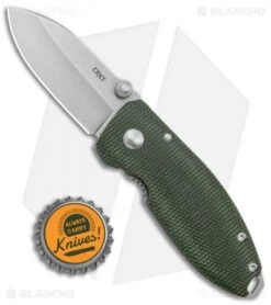 CRKT Exclusive Burnley Squid Frame Lock Knife Green Micarta (2.25" Stonewash D2) -Swiz Knives Shop CRKT Burnley Squid FL Green Micarta SW 2490ODD2 BHQ 116187 jr bottlecap