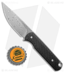 Ferrum Forge Pro Series Lackey Fixed Blade Knife Carbon Fiber (2.8" Damascus) -Swiz Knives Shop Ferrum Forge Pro Series Lackey Fixed Blade CF Damascus BHQ 174848 jr bottlecap