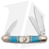 Frost Silverhorse Wrangler Slip Joint Knife 4.0" Abalone/Turquoise 112TUR -Swiz Knives Shop Frost Silverhorse Wrangler SJ Abalone Turquoise BHQ 104545 jr