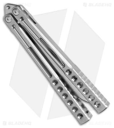 Heibel Knives Invictus Balisong Knife Titanium Channel (4.6" Stonewash) 5 Heibel Knives Invictus Balisong Knife Titanium Channel (4.6" Stonewash) - Image 3