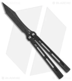 Heibel Knives Menace Balisong Knife Black Titanium (4.6" Black Stonewash) #091
