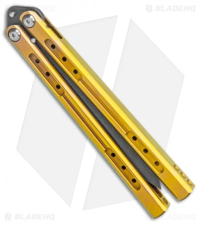 Heibel Knives Sapient Balisong Knife Gold Ano Ti (4.25" Beveled Black SW) #54 4 Heibel Knives Sapient Balisong Knife Gold Ano Ti (4.25" Beveled Black SW) #54 - Image 2