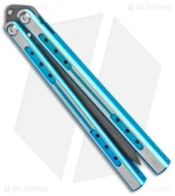 Heibel Knives Sapient Balisong Knife Teal Ano Two-Tone (4.25" Black SW) #70 -Swiz Knives Shop Heibel Sapient Balisong Teal Anodized TT Beveled Black SW 70 BHQ 136068 jr side