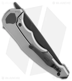 Jake Hoback Knives OneSam Frame Lock Knife Stonewash Titanium(3.25" Black SW) -Swiz Knives Shop Jake Hoback Knives OneSam FL SW Ti Black SW BHQ 178974 jr side