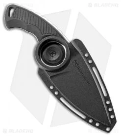 Kilimanjaro Stretta Drop Point Neck Knife Black Rubber (3.125" Satin) 910106 -Swiz Knives Shop Kilimanjaro Stretta DP Black Rubber Satin BHQ 55363 jr sheath 2