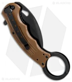 Mantis Karambit Spring Assisted Knife Coyote Brown G-10 (2.75" Black) -Swiz Knives Shop Mantis Karambit SA Coyote Brown G 10 Black MANMK5B BHQ 56616 jr side