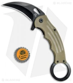 Mantis Karambit Spring Assisted Knife Tan G-10 (2.75" Black) -Swiz Knives Shop Mantis Karambit SA Tan G 10 Black MANMK5T BHQ 56617 jr bottlecap