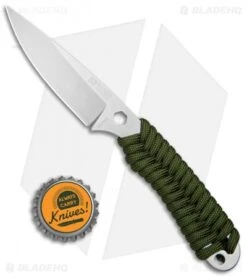 Rainier Knives Fastpak Fixed Blade Knife OD Green Paracord (2.8" Stonewash) -Swiz Knives Shop Rainer Knives Fastpak OD Green Paracord SW BHQ 77234 jr bottlecap 2