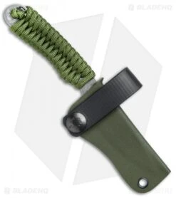 Rainier Knives Fastpak Fixed Blade Knife OD Green Paracord (2.8" Stonewash) -Swiz Knives Shop Rainer Knives Fastpak OD Green Paracord SW BHQ 77234 jr sheath