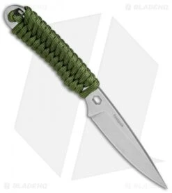 Rainier Knives Fastpak Fixed Blade Knife OD Green Paracord (2.8" Stonewash) -Swiz Knives Shop Rainer Knives Fastpak OD Green Paracord SW BHQ 77234 jr spine