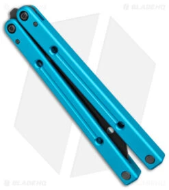 Squid Industries Inked Squidtrainer V3.5 Butterfly Trainer Teal (4.5" Black) -Swiz Knives Shop Squid Industries Inked Squidtrainer V3.5 Butterfly Trainer Teal Black BHQ 145418 jr side