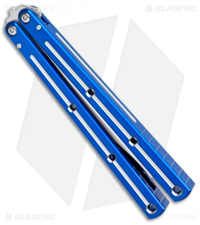 Squid Industries Krake Raken V2.5 Bowie Balisong Knife Blue Dual Tone (4.5") 5 Squid Industries Krake Raken V2.5 Bowie Balisong Knife Blue Dual Tone (4.5") - Image 3