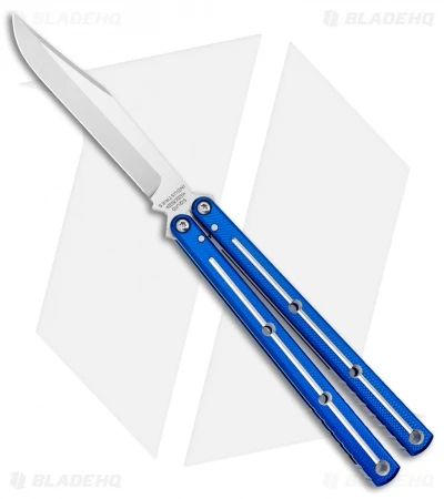 Squid Industries Krake Raken V2.5 Bowie Balisong Knife Blue Dual Tone (4.5") 3 Squid Industries Krake Raken V2.5 Bowie Balisong Knife Blue Dual Tone (4.5")