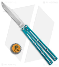 DoneSquid Industries Krake Raken V2.5 Bowie Balisong Knife Dual-Tone Teal (4.5") -Swiz Knives Shop Squid Industries Krake Raken Bowie V2 5 Balisong Knife Teal 4in 5cm Dual Tone BHQ 139551 td size 1 jr