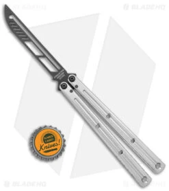Squid Industries Krake Raken Butterfly Balisong Trainer V2.5 Silver (Inked) -Swiz Knives Shop Squid Industries Krake Raken Butterfly Balisong Trainer V2.5 Inked Silver Black BHQ 175170 jr bottlecap