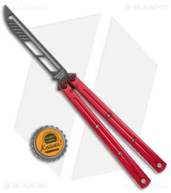 Squid Industries Krake Raken V2.5 Balisong Trainer Inked Red (4.4" Black) -Swiz Knives Shop Squid Industries Krake Raken Butterfly Trainer V2.5 Red Black BHQ 113876 jr bottlecap