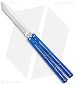 Squid Industries Krake Raken V2.5 Tanto Balisong Knife Blue Dual Tone (4.5")
