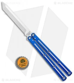 Squid Industries Krake Raken V2.5 Tanto Balisong Knife Blue Dual Tone (4.5") -Swiz Knives Shop Squid Industries Krake Raken Tanto Balisong Blue Dual Tone Satin BHQ 135815 jr bottlecap