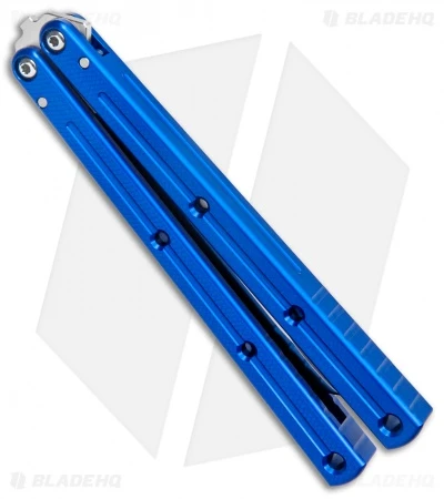Squid Industries Krake Raken V2.5 Tanto Balisong Knife Blue (4.5" Satin) 4 Squid Industries Krake Raken V2.5 Tanto Balisong Knife Blue (4.5" Satin) - Image 2