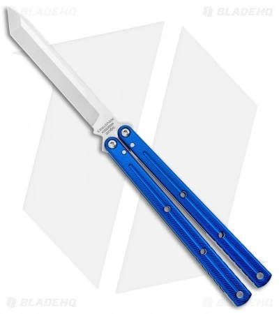 Squid Industries Krake Raken V2.5 Tanto Balisong Knife Blue (4.5" Satin) 3 Squid Industries Krake Raken V2.5 Tanto Balisong Knife Blue (4.5" Satin)