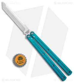 Squid Industries Krake Raken V2.5 Tanto Balisong Knife Teal (4.5" Satin) -Swiz Knives Shop Squid Industries Krake Raken Tanto V2 5 Balisong Knife Teal 4in 5cm Satin BHQ 139555 td size jr 1