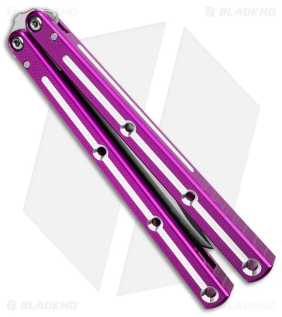 Squid Industries Krake Raken Tanto V2.5 Balisong Knife D/T Purple (4.5" Satin) 4 Squid Industries Krake Raken Tanto V2.5 Balisong Knife D/T Purple (4.5" Satin) - Image 2