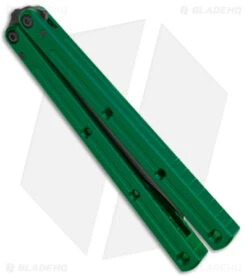 Squid Industries Krake Raken Bowie V2.5 Balisong Knife Green (4.5" Inked) -Swiz Knives Shop Squid Industries Krake Raken Tanto V2.5 Balisong Green Inked BHQ 178877 jr spine
