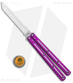 Squid Industries Krake Raken Tanto V2.5 Balisong Knife D/T Purple (4.5" Satin) 9 Squid Industries Krake Raken Tanto V2.5 Balisong Knife D/T Purple (4.5" Satin) -Swiz Knives Shop Squid Industries Krake Raken Tanto V2.5 Balisong Purple Dual Tone Satin BHQ 180386 jr bottlecap