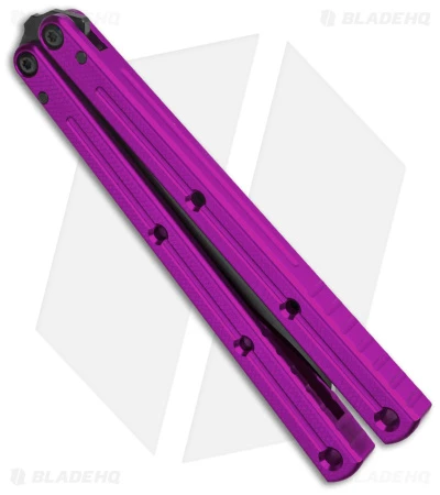 Squid Industries Krake Raken Tanto V2.5 Balisong Knife Purple (4.5" Inked) 5 Squid Industries Krake Raken Tanto V2.5 Balisong Knife Purple (4.5" Inked) - Image 3
