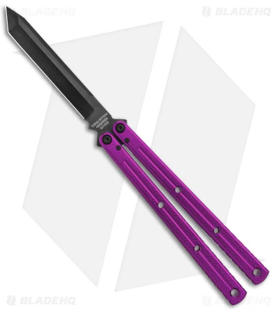 Squid Industries Krake Raken Tanto V2.5 Balisong Knife Purple (4.5" Inked) 3 Squid Industries Krake Raken Tanto V2.5 Balisong Knife Purple (4.5" Inked)