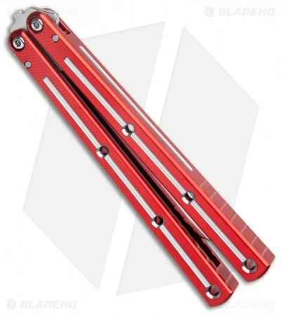 Squid Industries Krake Raken V2.5 Bowie Balisong Knife Red Dual Tone (4.5") 5 Squid Industries Krake Raken V2.5 Bowie Balisong Knife Red Dual Tone (4.5") - Image 3