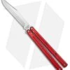 Squid Industries Krake Raken V2.5 Bowie Balisong Knife Red (4.5" Satin) -Swiz Knives Shop Squid Industries Krake Raken V2 Bowie Balisong Red Satin BHQ 115308 jr