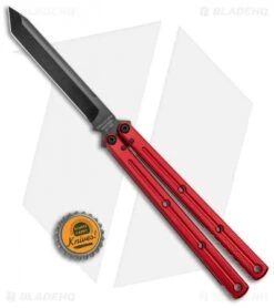 Squid Industries Krake Raken V2.5 Tanto Balisong Knife Red (4.5" Inked) -Swiz Knives Shop Squid Industries Krake Raken V2 Tanto Balisong Red Black BHQ 103498 jr bottlecap 2