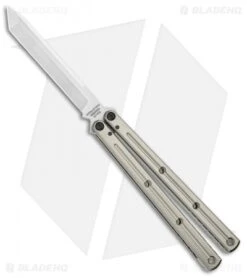 Squid Industries Krake Raken V2 Balisong Butterfly Knife Silver (4.5" Satin)