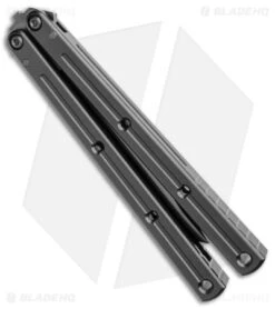 Squid Industries Krake Raken V2.5 Bowie Balisong Knife Matte Black (4.5" Inked) 8 Squid Industries Krake Raken V2.5 Bowie Balisong Knife Matte Black (4.5" Inked) -Swiz Knives Shop Squid Industries Krake Raken V2.5 Balisong DP Matte Black Black BHQ 141430 jr side