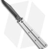 Squid Industries Krake Raken Bowie V2.5 Balisong Knife Matte Silver (4.5" Inked)