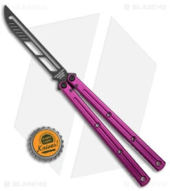 Squid Industries Krake Raken V2.5 Balisong Trainer Purple (4.4" Inked) 9 Squid Industries Krake Raken V2.5 Balisong Trainer Purple (4.4" Inked) -Swiz Knives Shop Squid Industries Krake Raken V2.5 Butterfly Balisong Trainer Purple Black BHQ 145420 jr bottlecap
