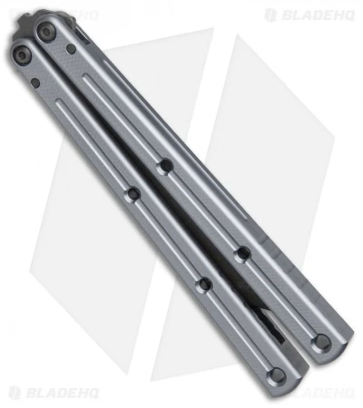 Squid Industries Krake Raken V2.5 Tanto Balisong Knife Mythril (4.5" Acid Wash) 5 Squid Industries Krake Raken V2.5 Tanto Balisong Knife Mythril (4.5" Acid Wash) - Image 3