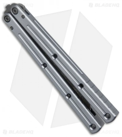 Squid Industries Krake Raken V2.5 Tanto Balisong Knife Mythril (4.5" Acid Wash) 4 Squid Industries Krake Raken V2.5 Tanto Balisong Knife Mythril (4.5" Acid Wash) - Image 2