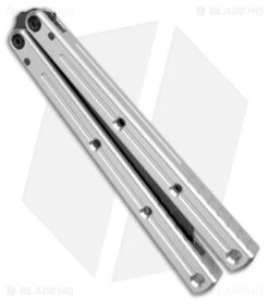 Squid Industries Krake Raken V2.5 Tanto Balisong Knife Silver (4.5" Inked) 7 Squid Industries Krake Raken V2.5 Tanto Balisong Knife Silver (4.5" Inked) -Swiz Knives Shop Squid Industries Krake Raken V2.5 Tanto Balisong Silver Inked BHQ 103493 jr spine 2