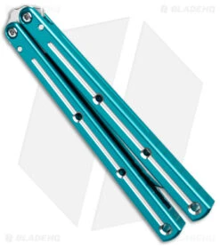 Squid Industries Krake Raken V2.5 Tanto Balisong Knife Teal Dual-Tone (4.5") 8 Squid Industries Krake Raken V2.5 Tanto Balisong Knife Teal Dual-Tone (4.5") -Swiz Knives Shop Squid Industries Krake Raken V2.5 Tanto Balisong Teal Dual Tone Satin BHQ 139554 jr side
