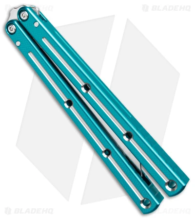 Squid Industries Krake Raken V2.5 Tanto Balisong Knife Teal Dual-Tone (4.5") 4 Squid Industries Krake Raken V2.5 Tanto Balisong Knife Teal Dual-Tone (4.5") - Image 2