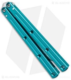 Squid Industries Krake Raken V2.5 Tanto Balisong Knife Teal (4.5" Satin) -Swiz Knives Shop Squid Industries Krake Raken V2.5 Tanto Balisong Teal Satin BHQ 139555 jr