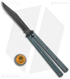 Squid Industries Krake Raken Bowie V2 Balisong Knife Matte Gunmetal (4.5" Acid) -Swiz Knives Shop Squid Industries Krate Raken Bowie Balisong Gunmetal MATTE Acid Washed BHQ 115316 jr bottlecap