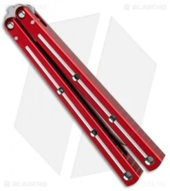 Squid Industries Krake Raken V2 Tanto Balisong Knife Red Dual Tone (4.5" Satin) 8 Squid Industries Krake Raken V2 Tanto Balisong Knife Red Dual Tone (4.5" Satin) -Swiz Knives Shop Squid Industries Krate Raken Tanto Balisong Red Dual Tone Satin BHQ 103093 jr side