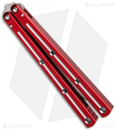 Squid Industries Krake Raken V2 Tanto Balisong Knife Red Dual Tone (4.5" Satin) 5 Squid Industries Krake Raken V2 Tanto Balisong Knife Red Dual Tone (4.5" Satin) - Image 3