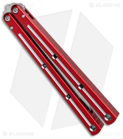 Squid Industries Krake Raken V2 Tanto Balisong Knife Red Dual Tone (4.5" Satin) 4 Squid Industries Krake Raken V2 Tanto Balisong Knife Red Dual Tone (4.5" Satin) - Image 2