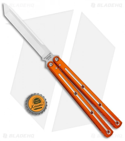 Squid Industries Krake Raken Tanto V2.5 Balisong Knife Dual Tone Orange (4.5") 6 Squid Industries Krake Raken Tanto V2.5 Balisong Knife Dual Tone Orange (4.5") - Image 4